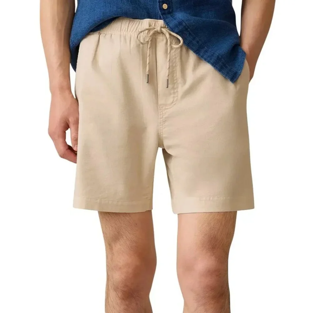 Faherty Men's Essential Drawstring Shorts Stone Tan Size Small Organic Cotton